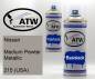 Preview: Nissan, Medium Pewter Metallic, 215 (USA): 400ml Sprühdose + 400ml Klarlack - Set, von ATW Autoteile West.